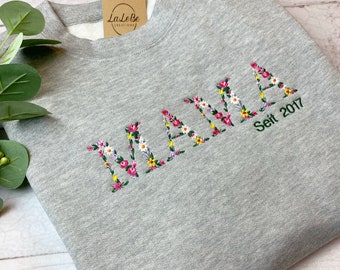 MAMA Sweatshirt personalisiert mit Geburtsjahrgang, Floral Mom Hoodie, Geschenk zum Valentinstag