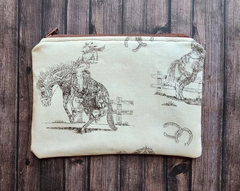 Cowboys and horses zipper pouch