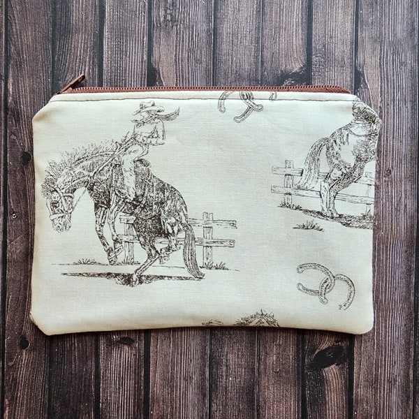 Cowboys and horses zipper pouch