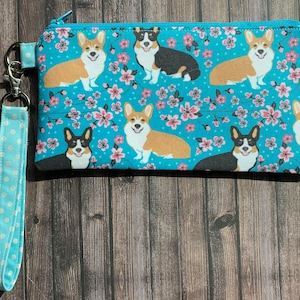 Blue Corgi zipper pouch