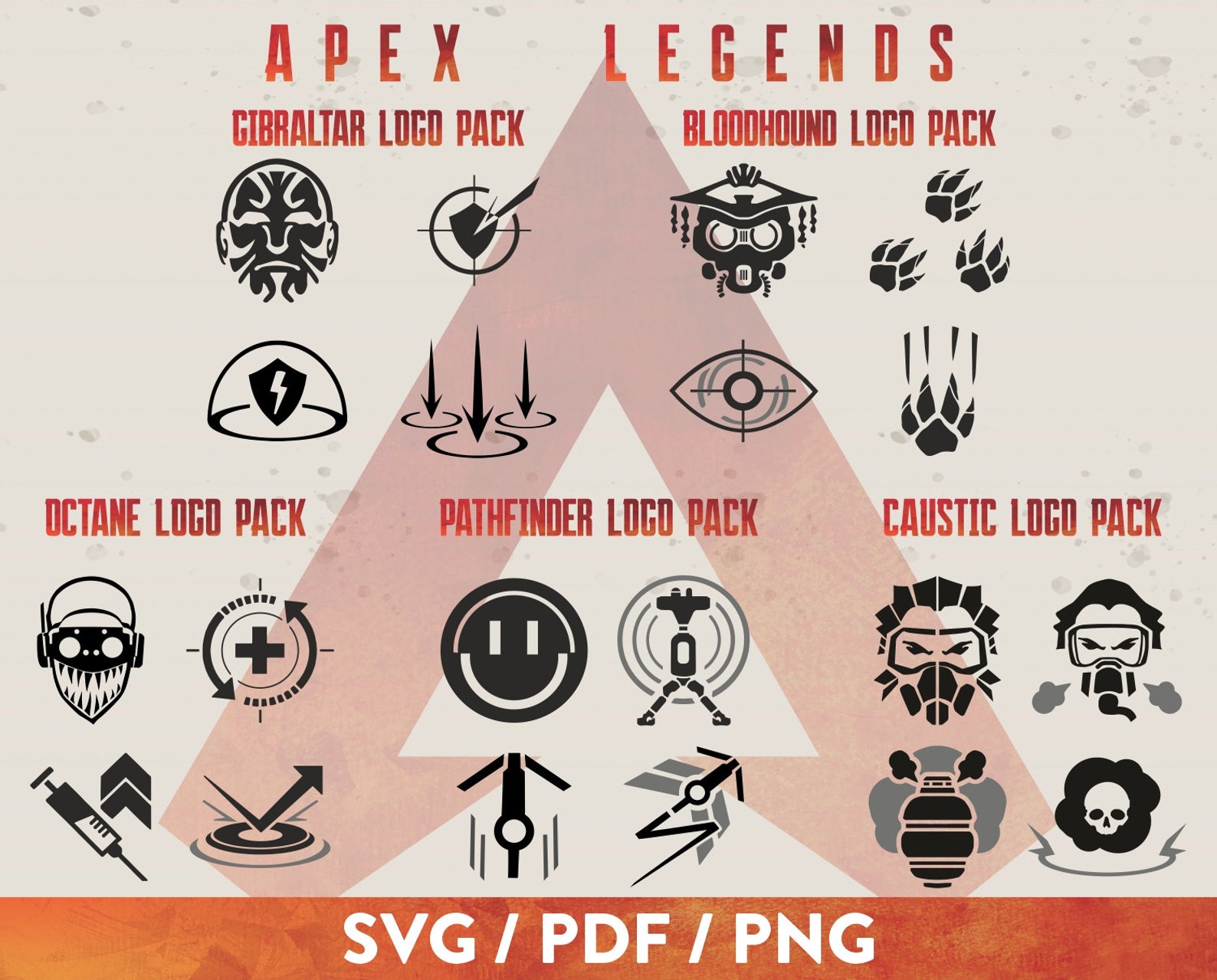 Download Apex Legends SVG Download Vector logo pack Gibraltar | Etsy