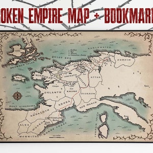 Carte de l'empire brisé, carte du prince d'épines, carte du roi des épines, carte de l'empereur d'épines, carte du livre fantastique 3 signets Empire brisé présents