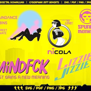 Cyberpunk 2077 SVG Digital CDPR / Ad Vector logotipos / Nicola Lizzie Mind Braindance / SVG Descargar / Juegos Svg / Gamer Svg / Videojuegos Svg