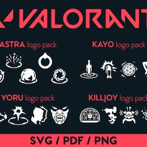Valorant Agents SVG PNG PDF umiejętności Astra Kayo Killjoy Yoru Riot Games Pobierz pakiet logo Vector | Gry | Gra wideo