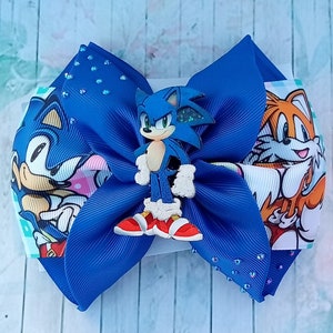 Sonic hair bow with shaker, hair bow, bow for girls, bows for girls, sonic