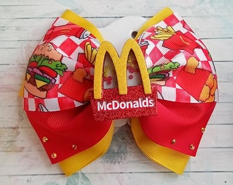 mc donalds hair bow, inspired mcdonalds, happy meal hair bow, happy meal