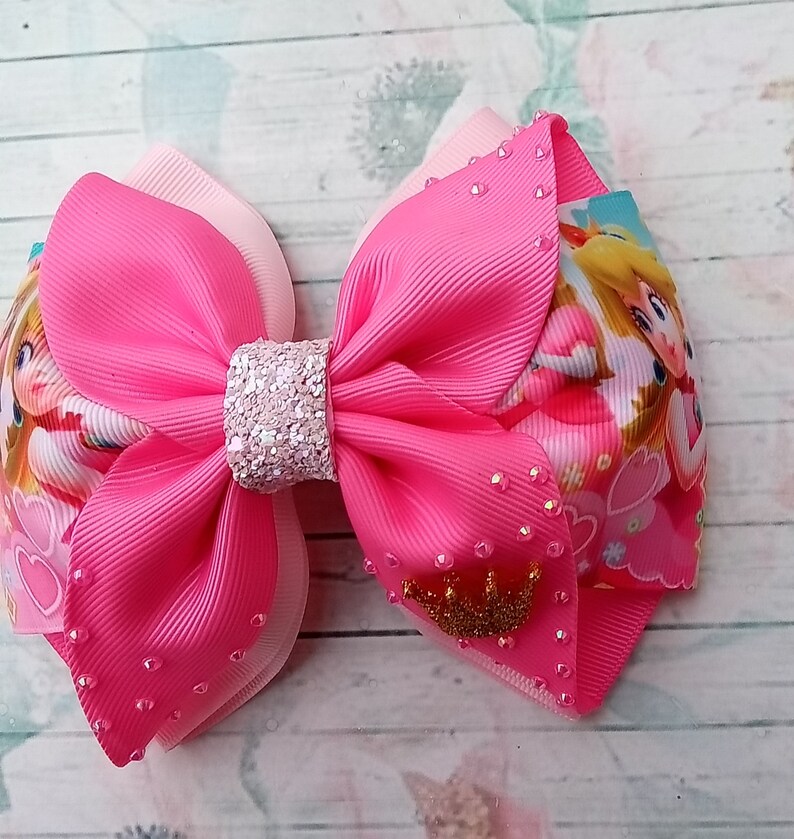 Mario Bros Hair Bow, Mario Bros, Princess Peach Hair Bow, Mario Bros