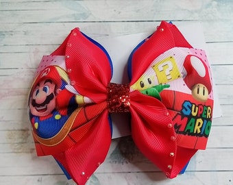 Mario bros hair bow, mario bros, yoshi hair bow, mario bros, bows for girls mario bow, pigtails bows, pigtails marios bros