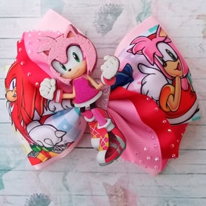 Sonic hair bow with resin, hair bow, bow for girls, bows for girls, sonic, piggies bows.