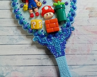 mario bros decorate mirror, hand mirror with decoration, hand mirror