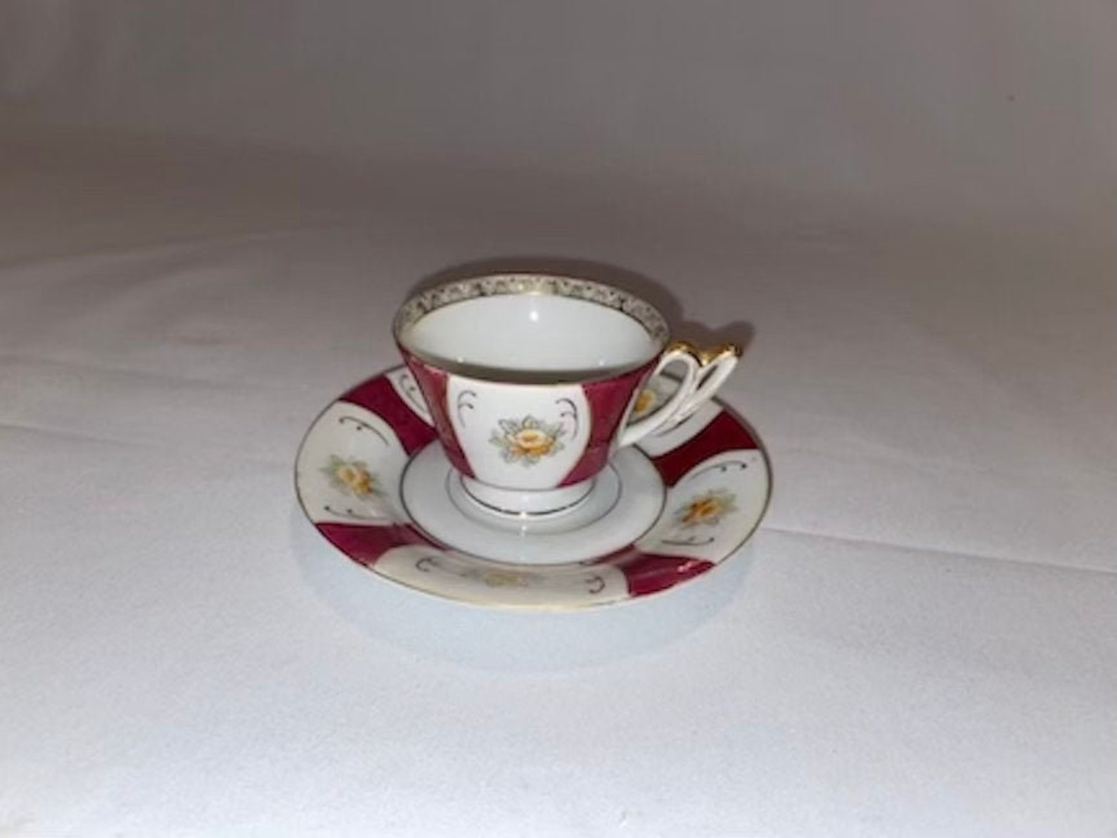 Hand Painted Ucagco China Demitasse Tea Cup and Saucer Set Made in