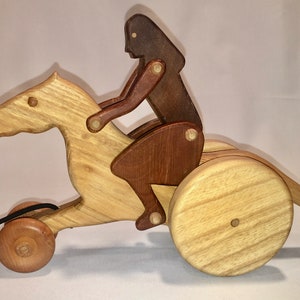 Handcrafted Wood Horse Ridden Pull Toy