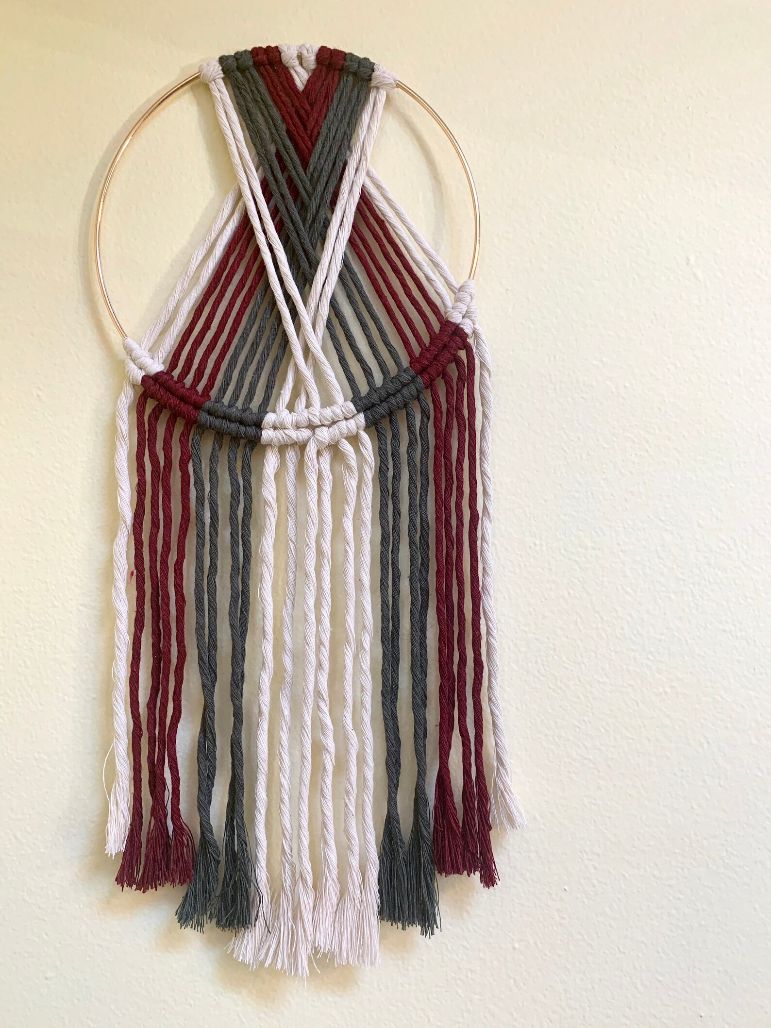Medium Macrame Hoop with Woven Diamond Etsy