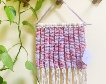 Lavendar Macrame Checkerboard Wall Art | Macrame Wall Art | Macrame Wall Hanging | Checkerboards | Eclectic Decor | Retro Decor | Maximalist