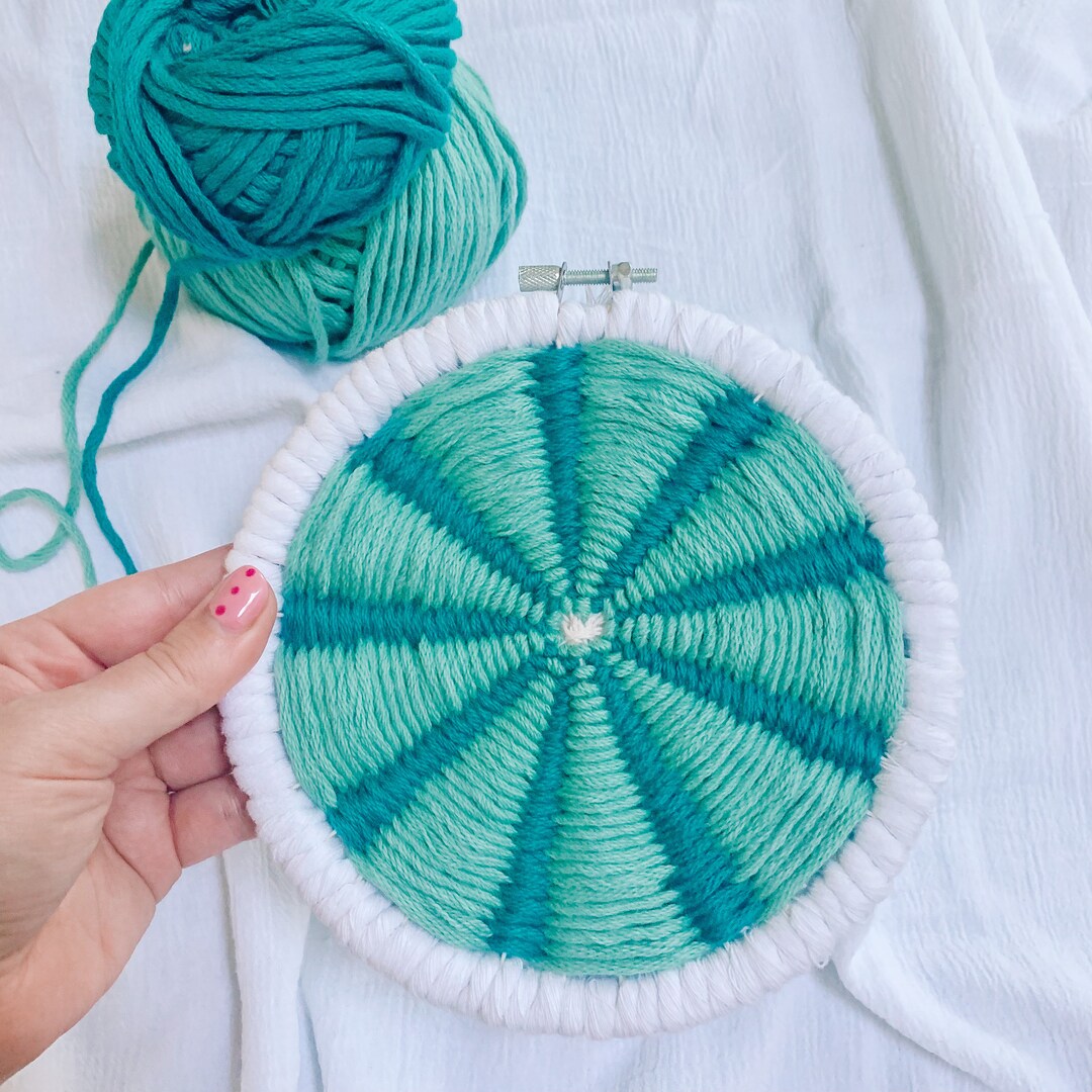 Turquoise Rib Weave Teal Circle Weaving Woven Wall Art Etsy