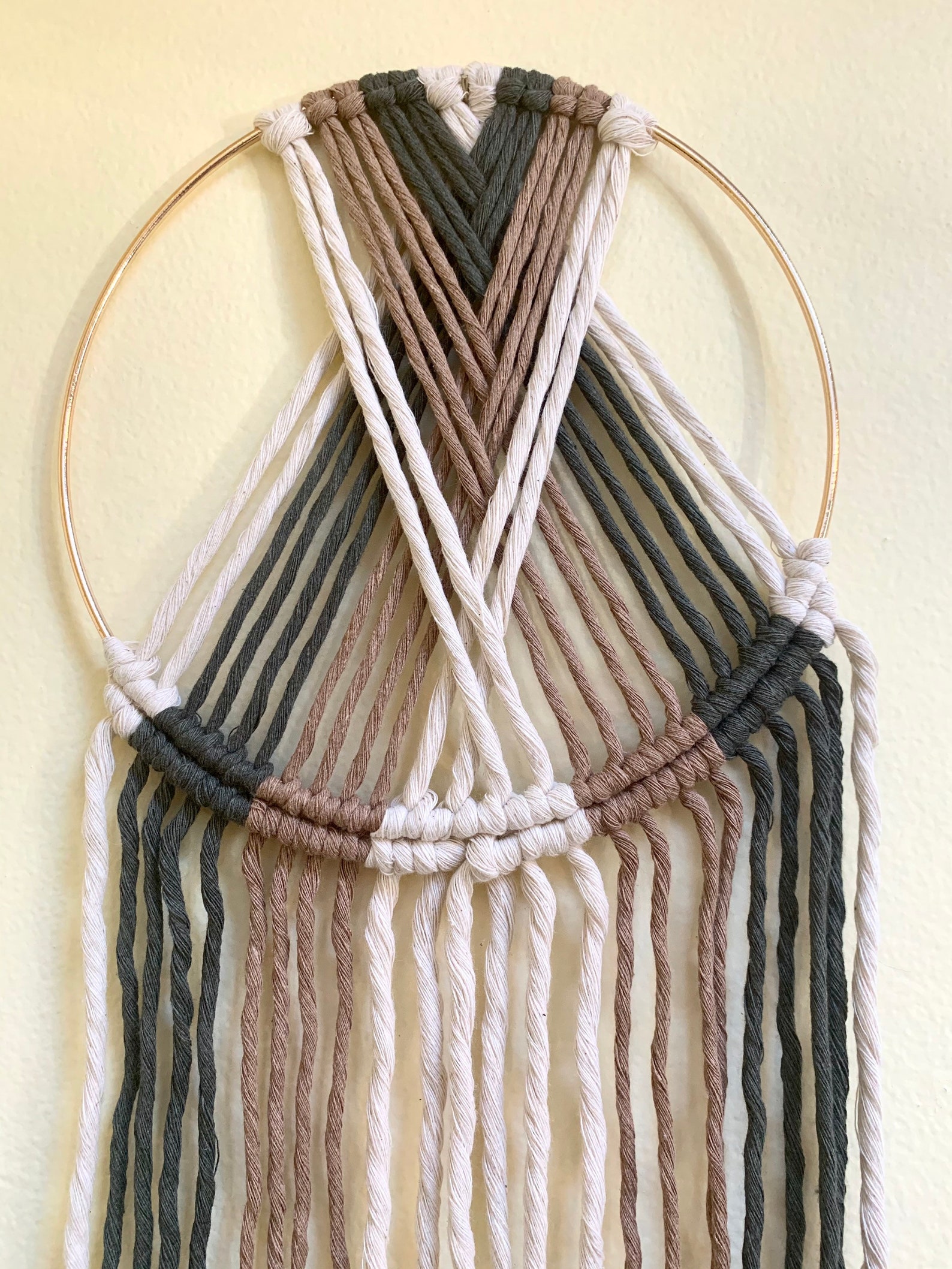 Medium Macrame Hoop with Woven Diamond Etsy