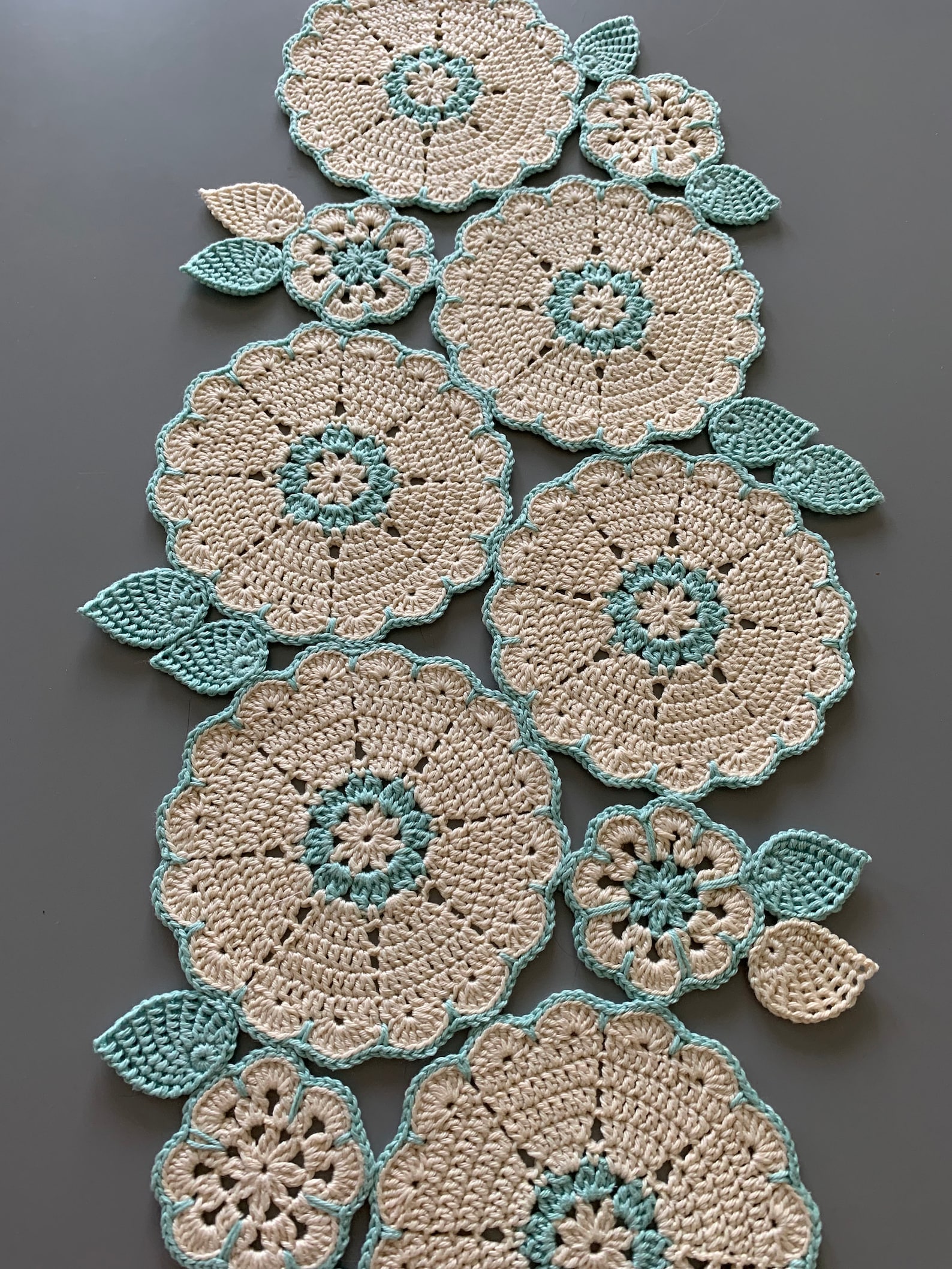 Handmade Crochet Table Runner Floral Table Runnercrochet Etsy