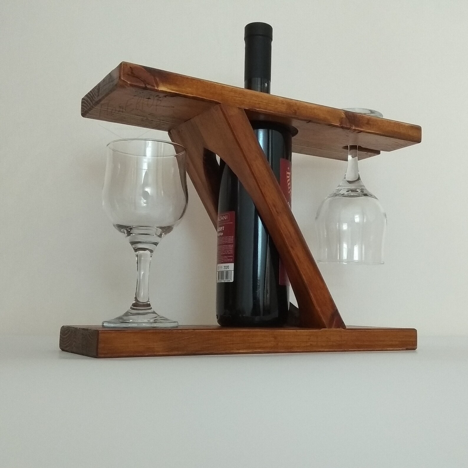 Wooden Stand for wine Bottle Glasses New Home Gift Etsy