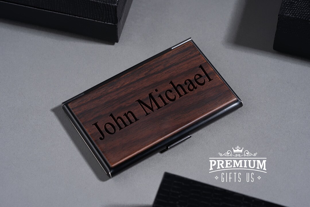 Customized Business Card Holders Engraved Wooden Business Etsy