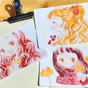 Fall Girls Postcards | Set of 3 Blank Postcards