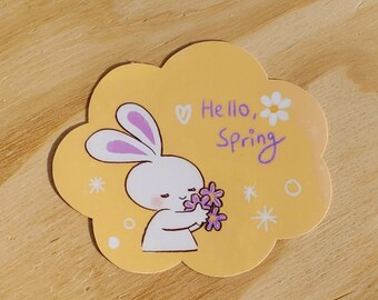 Naklejka Hello Spring Bunny | Pamiętnik | Naklejka na laptopa