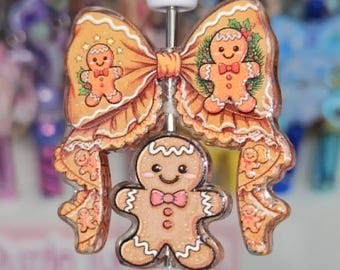 Gingerbread - Pen Spinner Focal Beads | Bow Themed Beads | DIY Acrylics for Pens & Key Chains