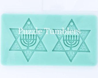 Custom Hanukkah (7 Candles) Earring Mold, Jewish Mold, Jewish Earrings, Hanukkah, Hanukkah Earrings,Jewish Jewelry, UV Resin Art (S65)