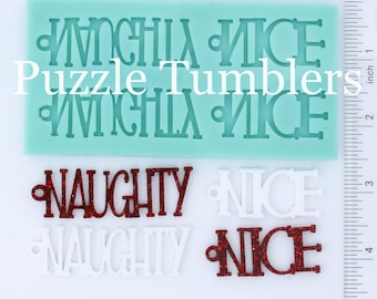 Custom Double Naughty & Nice Words Earring Mold, Merry Christmas Earrings, Christmas Mold, Holiday Gift (S68)