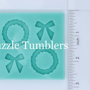 Custom CHRISTMAS WREATH Earring Stud Mold 2 Piece, Silicone Mold, Bow Earrings, Christmas Mold, UV Resin Epoxy Mold (D43)