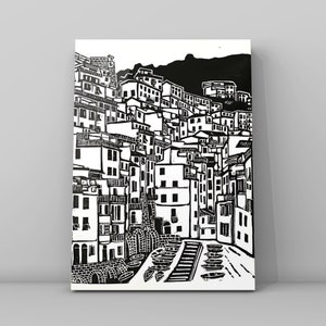 Riomaggiore, Cinque Terre, Italia, Italy, Italy,linocut