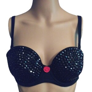 Black Rhinestone Bra, Bling Bustier, Samba Bralette