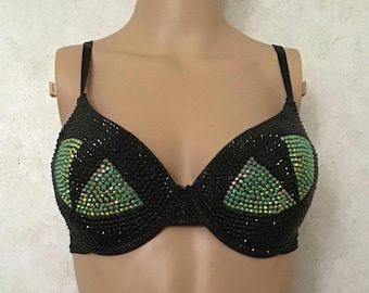 Black Cat Bra, Crystal Bralette, Women Halloween Costume, Cat Outfits