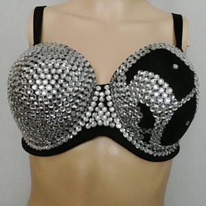 Crystal Rhinestone Bra Top, Jeweled Bra, Diamond Bralette, Rhinestone Bustier