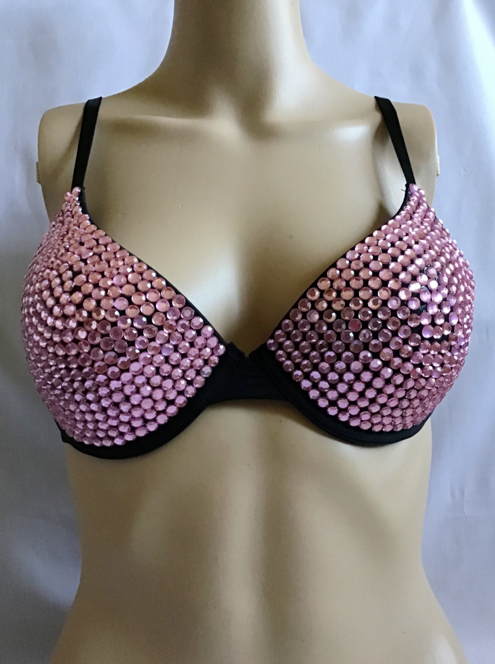 Sweet Pastel Pink Glitter Bra with Scrunchie Bottom Cosplay Dance