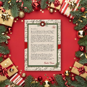 Carta de Papá Noel personalizable, deseos navideños imprimibles, imprimibles navideños