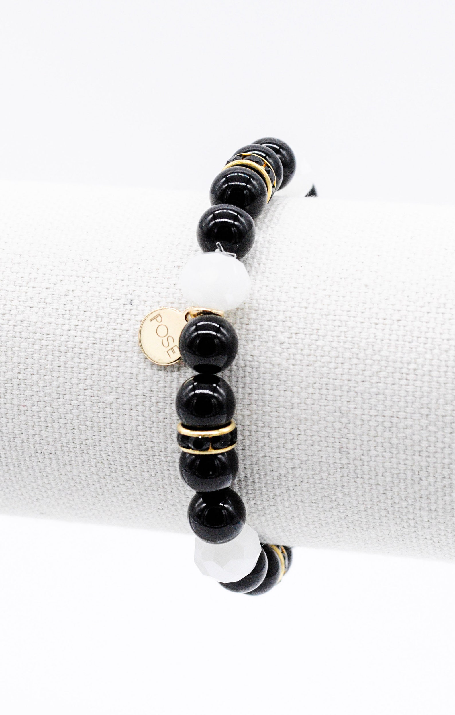 Black and White Bracelet 8mm Black Onyx Bracelet Gemstone Etsy