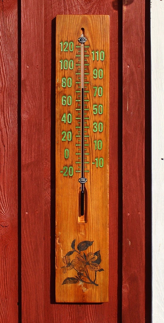 Large Wood Outdoor Thermometer 