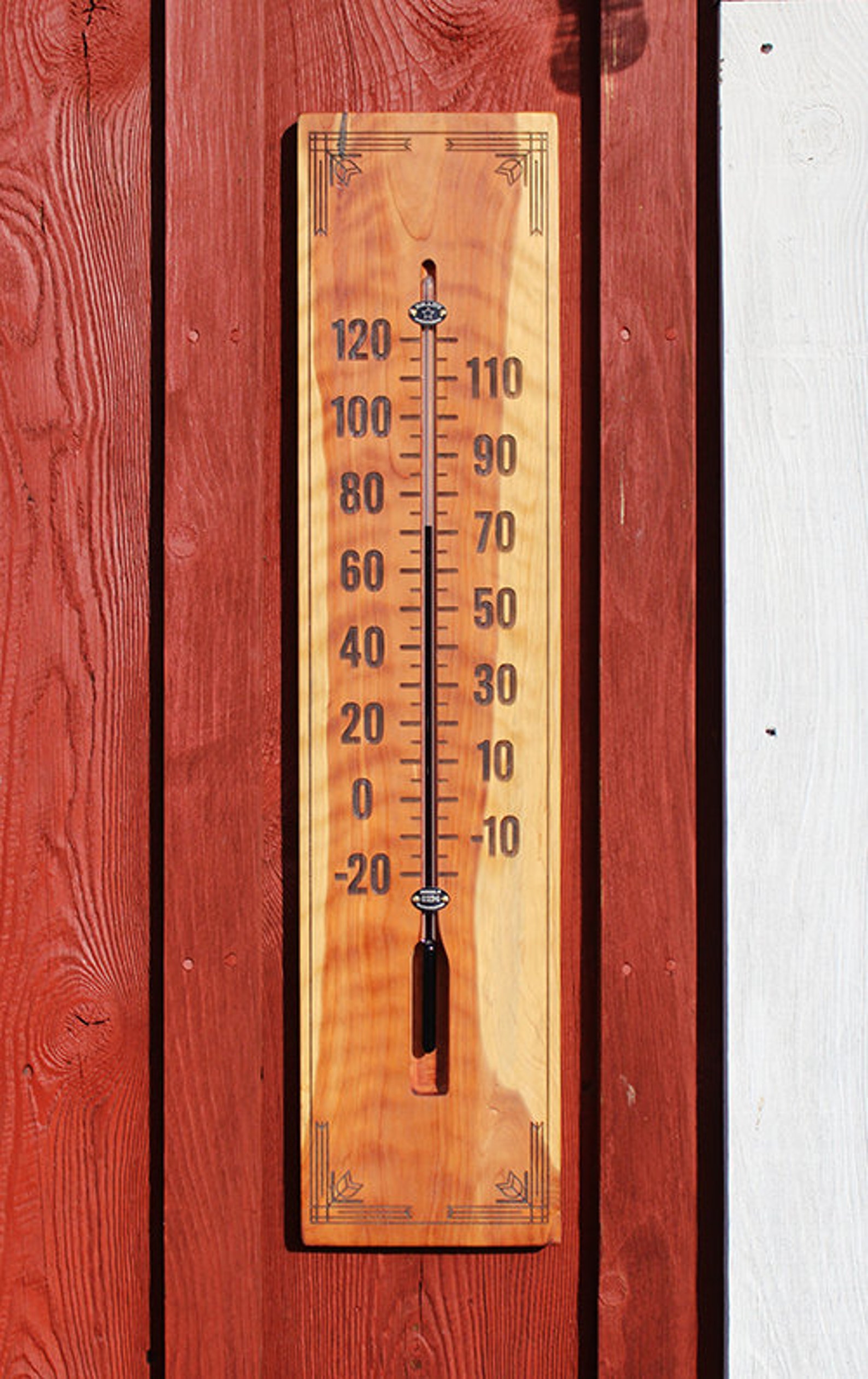 Large Wood Outdoor Thermometer Etsy