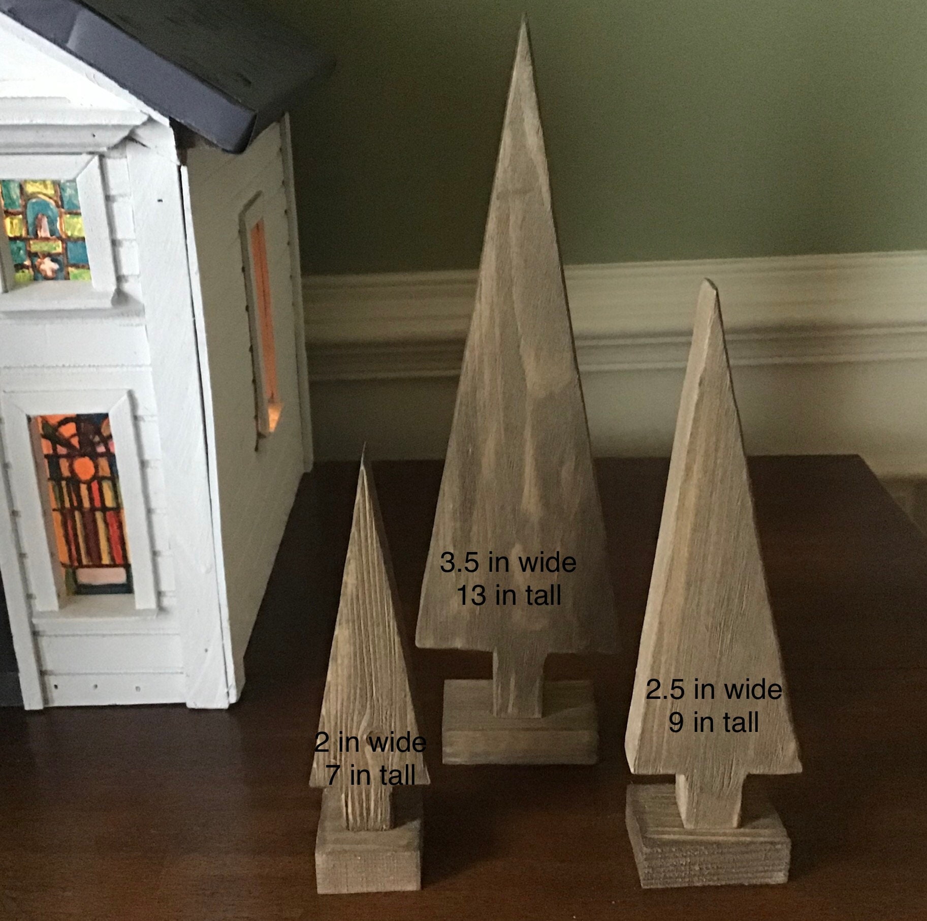 Set of 3 Wood Christmas Trees Christmas Table Decor Etsy