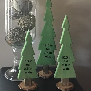 Set of 3 Wood Christmas Trees, Christmas Table Decor, Christmas Decor, Wood Pine Trees, Hand Painted Wood Pine Trees, Christmas Mantle Decor