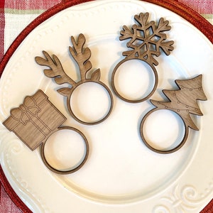 Christmas Napkin Ring SVG / 4 Designs-gift, Tree, Snowflake, Antlers