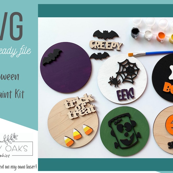 Halloween diy Paint Kit SVG/ Halloween SVG File/Halloween DIY Svg / Halloween Laser File  / Halloween Laser File /Glowforge svg