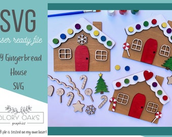 Gingerbread House diy Paint Kit SVG/ Gingerbread kit SVG / Christmas DIY Paint File/ Christmas diy svg / Christmas file /Glowforge svg