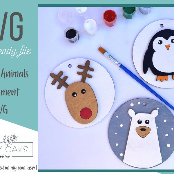 Easy Christmas Ornament Paint Kit SVG file / DIY Winter Animals Ornament Paint Kit svg / Christmas Paint Kit DIY / Easy Ornament kit svg