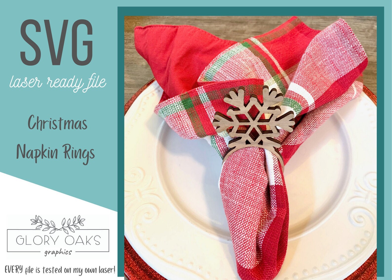 Christmas Napkin Ring SVG / 4 Designs-gift Tree Snowflake - Etsy