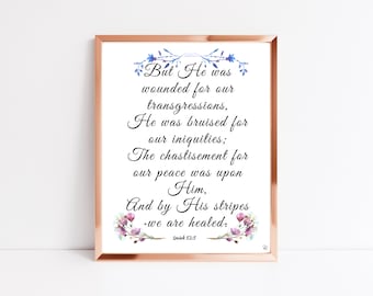 Por su llaga fuimos nosotros curados, Isaías 53:5, Arte de pared descargable