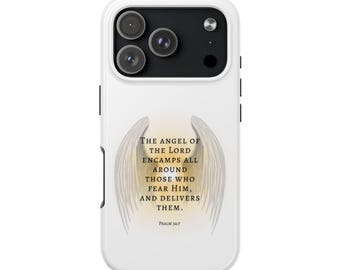 Funda para iPhone 17 con versículo bíblico, Samsung Galaxy, Salmo 34:7, cita inspiradora cristiana