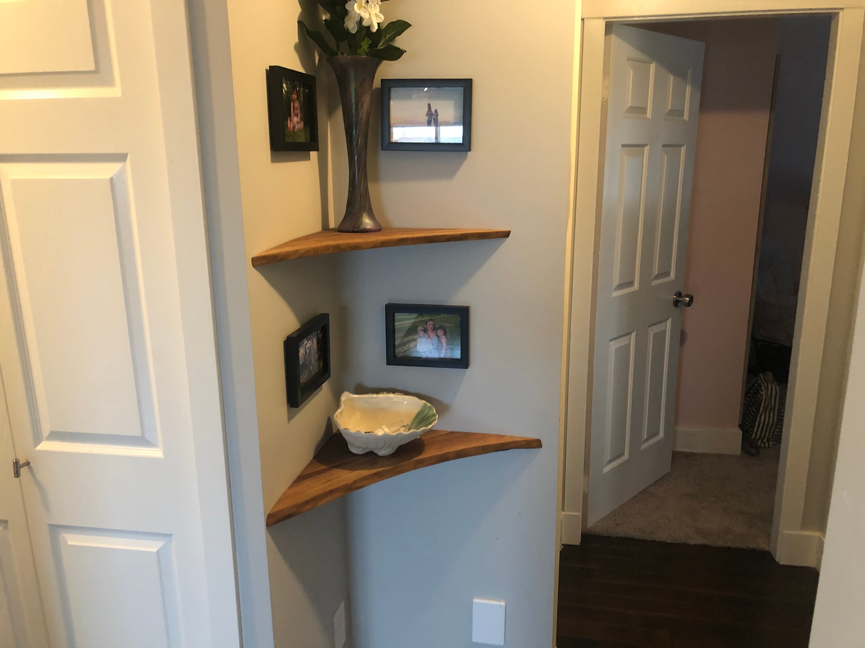 Live edge corner shelves Etsy