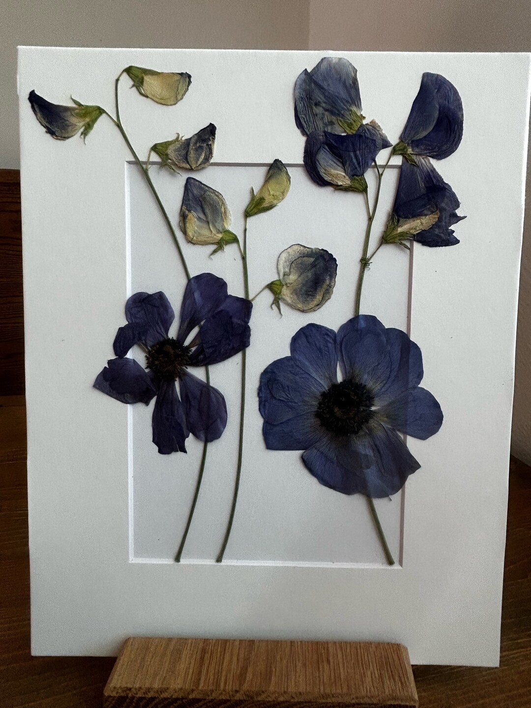 A Blue Garden Pressed Flower Artwork 8 X 10 Artboard Etsy