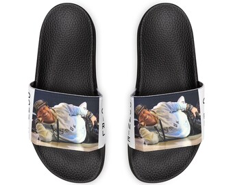 New Kids Donnie Black White Photo Slide Sandals